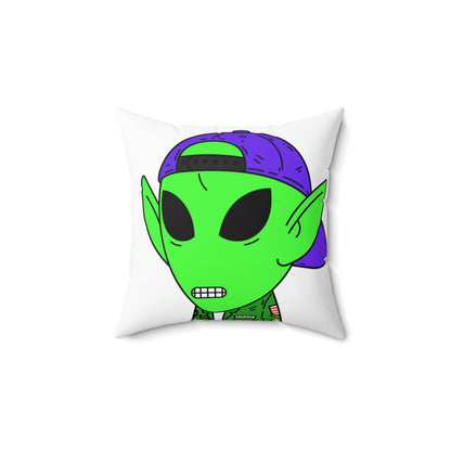 Green Military Jacket pointy ear Visitor Alien Spun Polyester Square Pillow
