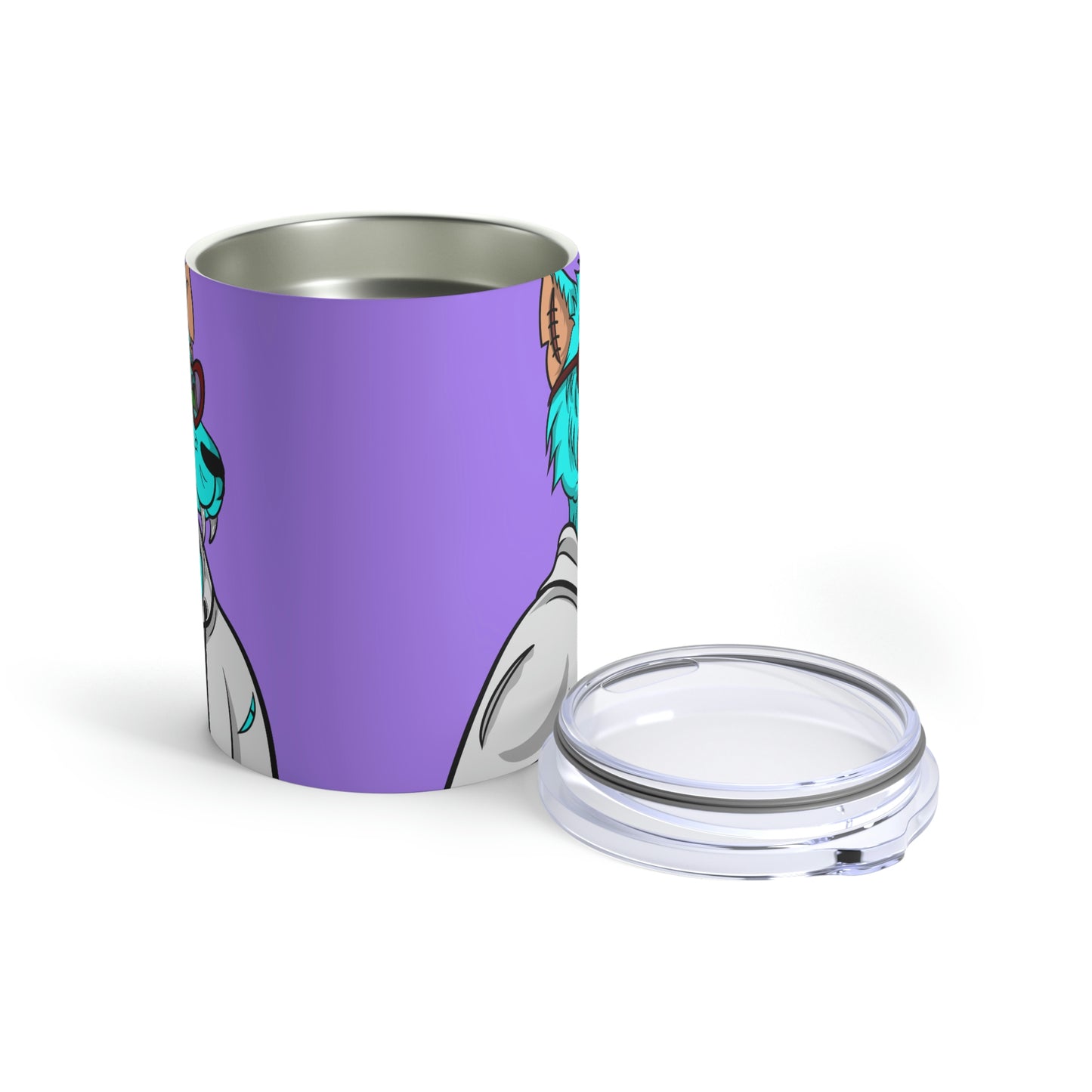 Aqua Blue Cyborg Lovely Heart Wolf Tumbler 10oz