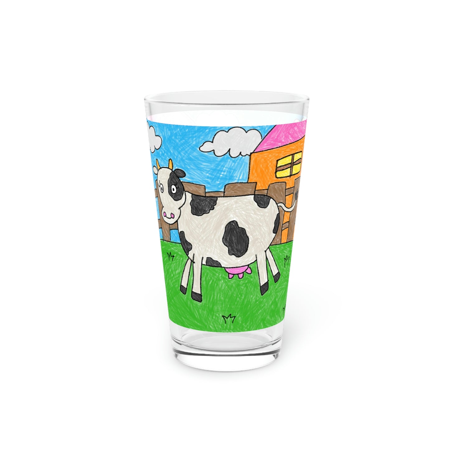 Vaso de pinta con personaje de animales de Cow Moo Farm Barn, 16 oz