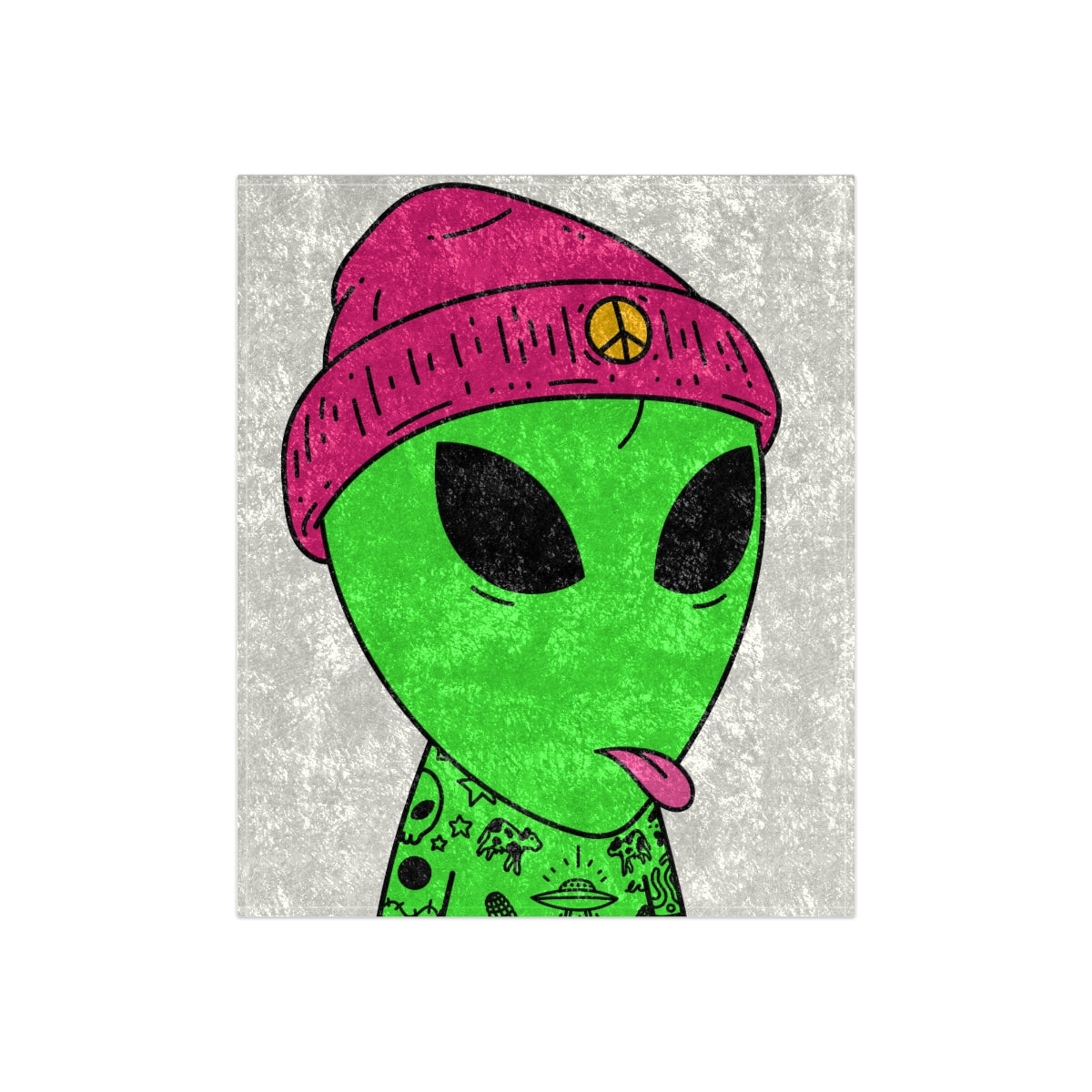 Pink Toung hotsell Peace Hat Alien Tattoos UFO Space Extraterrestrial Visitor Round Rug