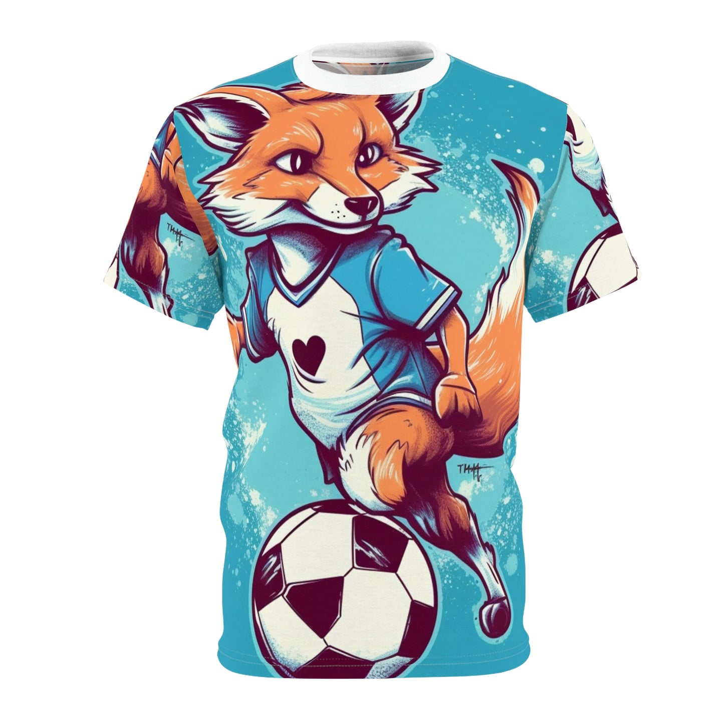 Fox Soccer Sport Athlete Cute Furry Animal Unisex Cut & Sew Tee (AOP)