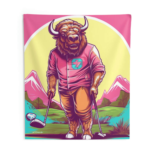 American Bison Golf Buffalo Juego deportivo Gráfico Tapices de pared para interiores 