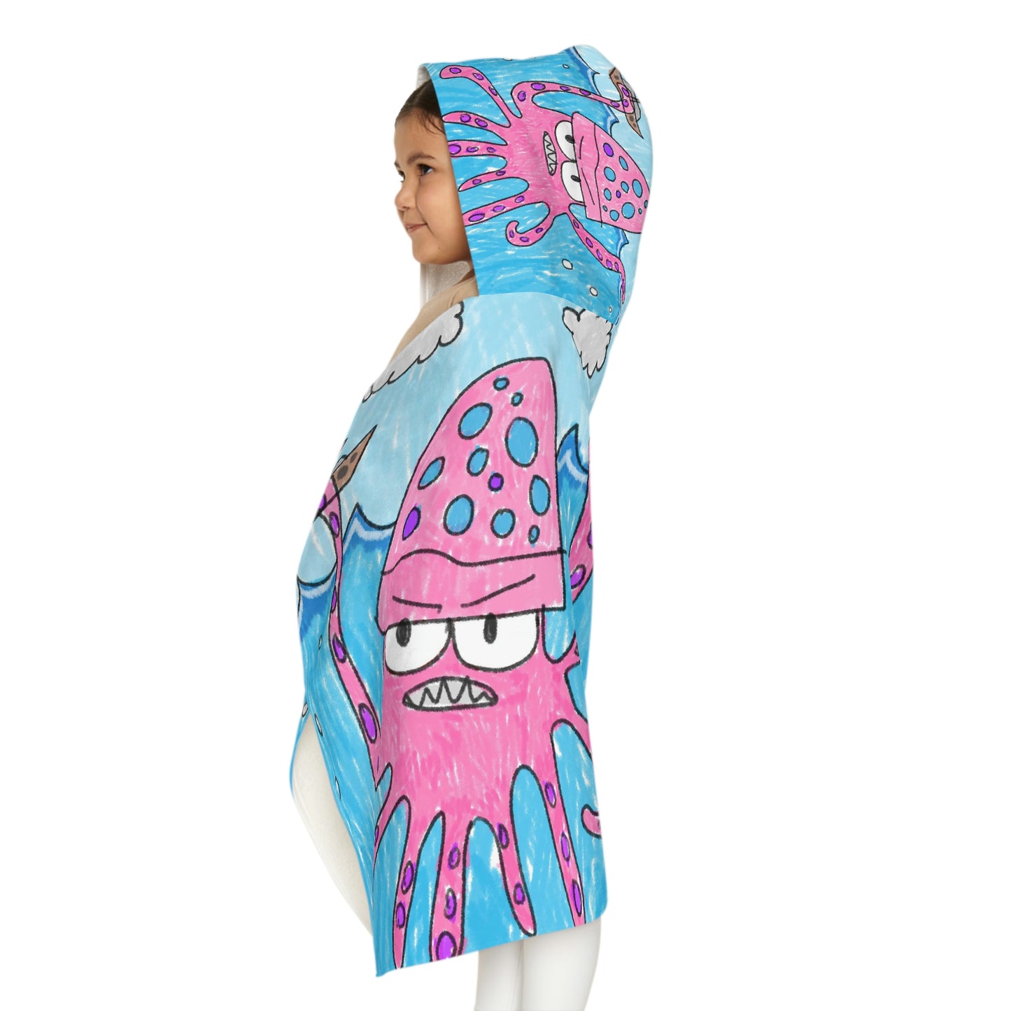 The Kraken Octopus Clean Graphic Youth Hooded Towel