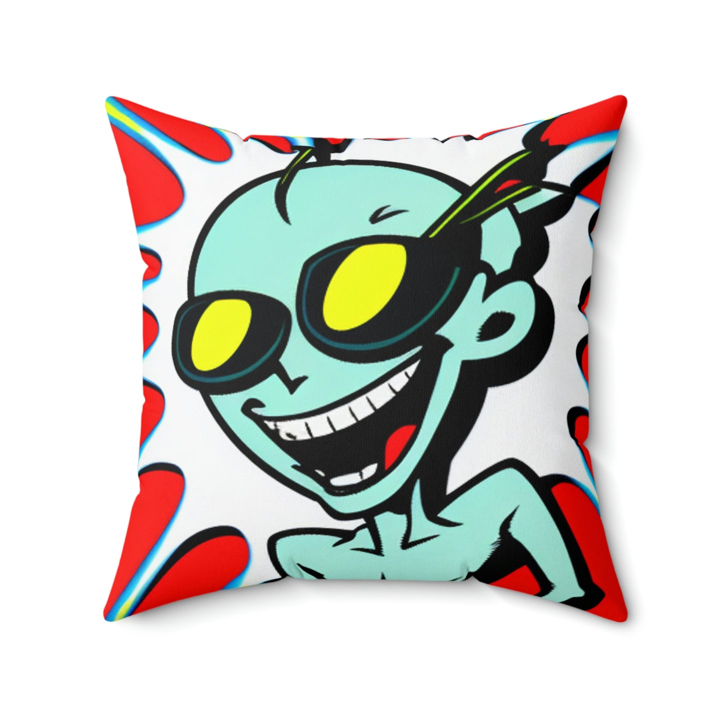 Alien Cartoon Happy Style Pop Culture Spun Polyester Square Pillow