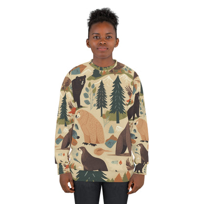 Inspirado en el desierto de EE. UU.: osos grizzly, sudadera unisex con patrón de animales (AOP) 