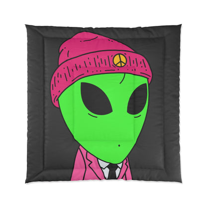 Pink Peace Hat Suit Green Alien Visitor Bed Comforter