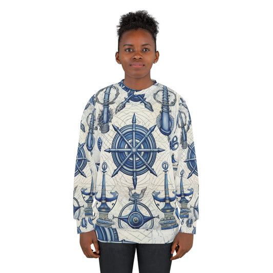 Arte temático náutico - Anclas, cuerdas, brújula sudadera unisex (AOP)