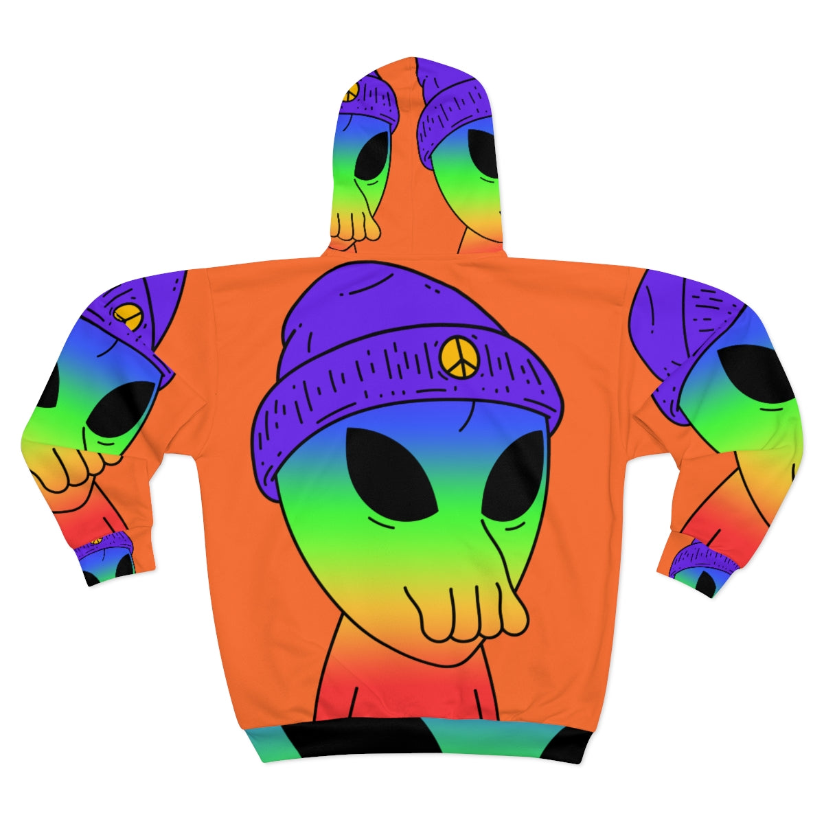 Rainbow Squid Mouth Alien AOP Unisex Zip Hoodie