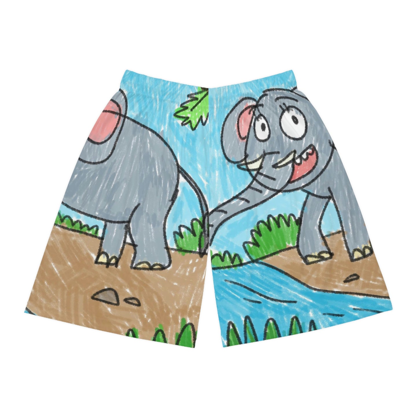 Elefante Elefante Rey Elefante Safari Animal Shorts de baloncesto (AOP) 