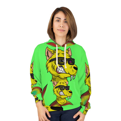 Wolve Cyborg Tie Dye Wolf Shirt Yellow Fur Cool Sun Glasses AOP Unisex Pullover Hoodie