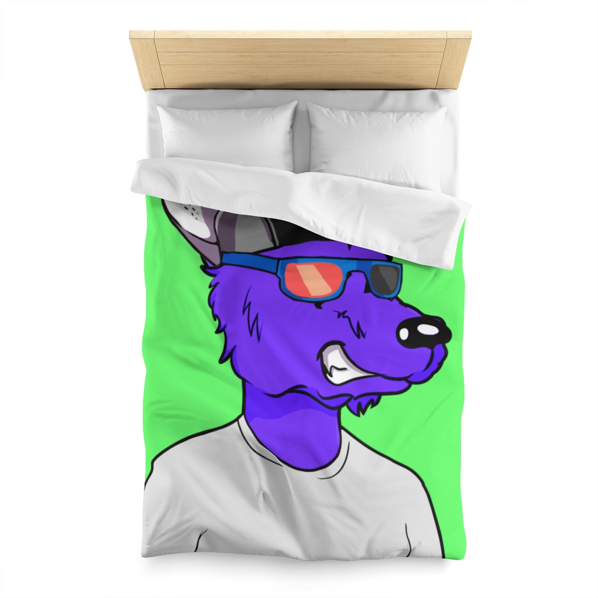 Wolf Cyborg Backwards Hat Blank White T Shirt Sunglasses Microfiber Duvet Cover