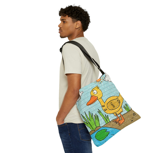 Yellow Duck Bird Pond Adjustable Tote Bag (AOP)