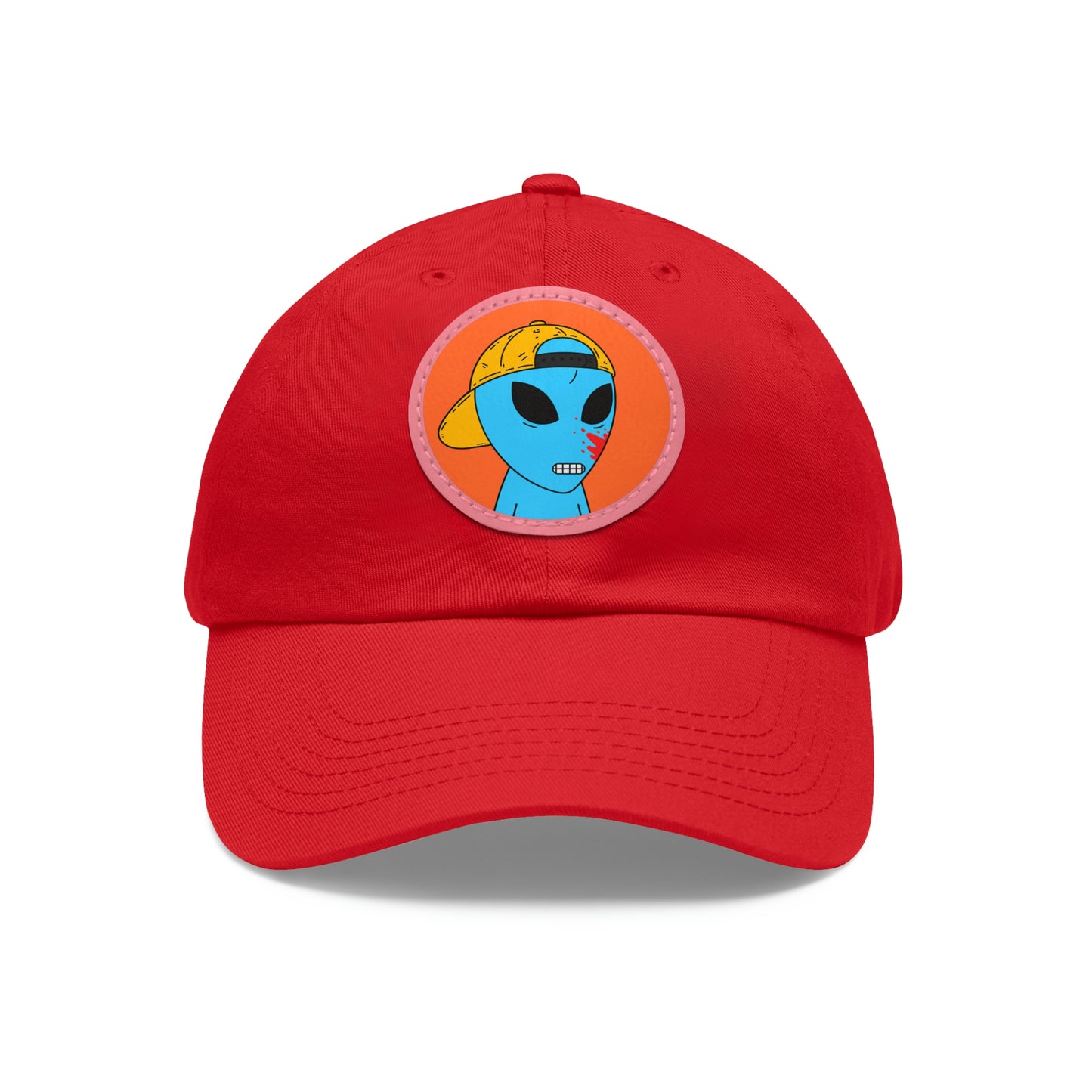 Blue Blood Alien Visitor Dad Hat with Leather Patch (Round)