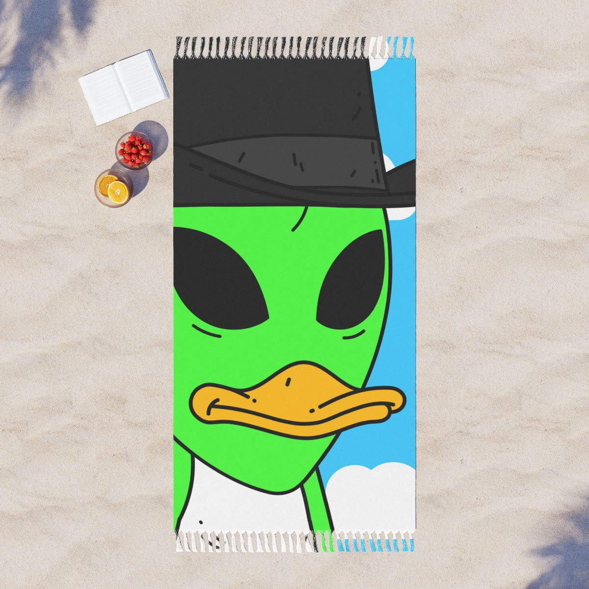 The Visitors Green Alien Duck Black Top Hat Boho Beach Cloth