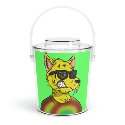 Wolve Cyborg Tie Dye Wolf Shirt Yellow Fur Cool Sun Glasses Ice Bucket with Tongs