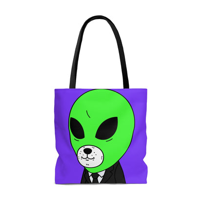 Green Alien Business Suit Dog Face Visitor AOP Tote Bag