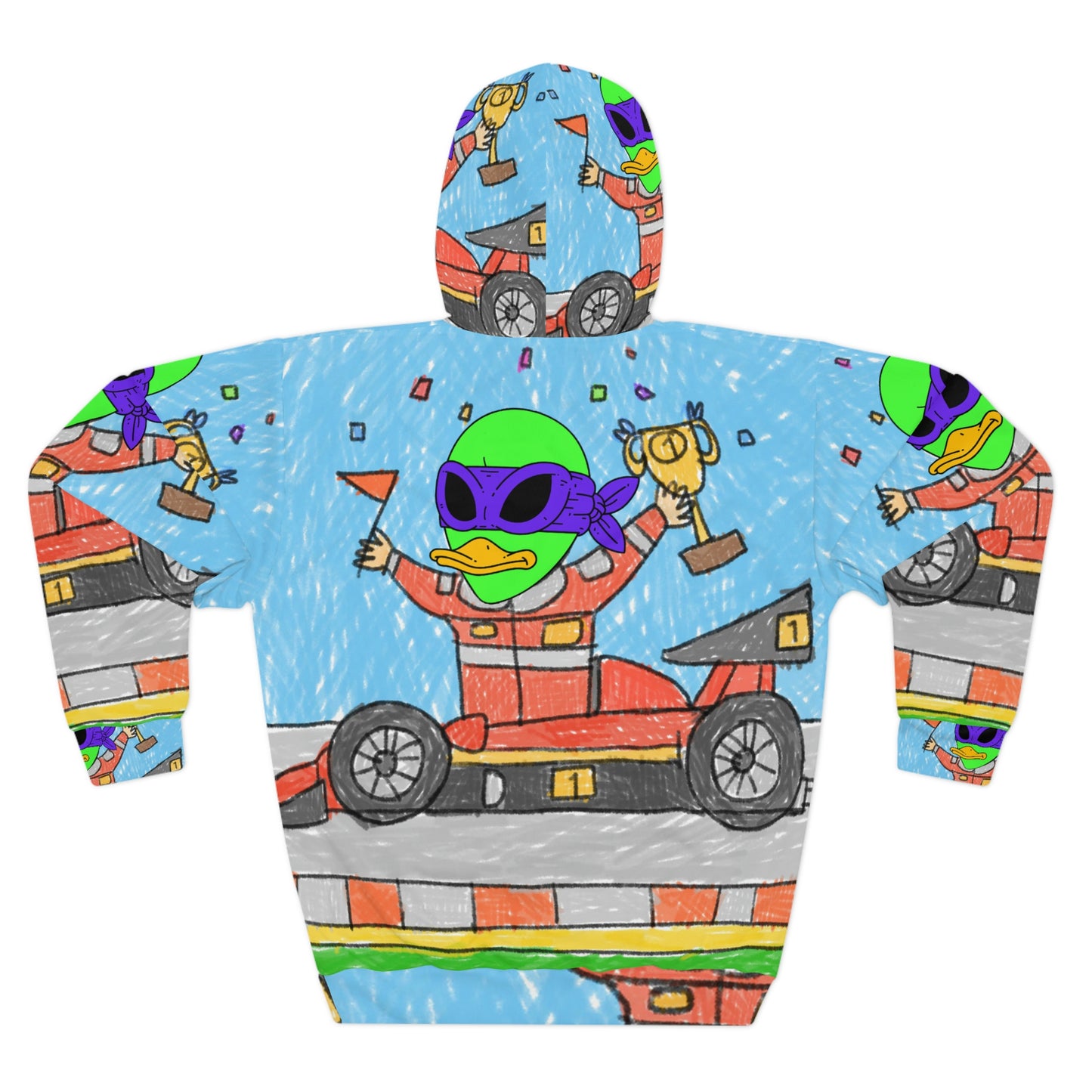 Robot Car Race Driver LOL Visitor Alien Car AOP Unisex Pullover Hoodie