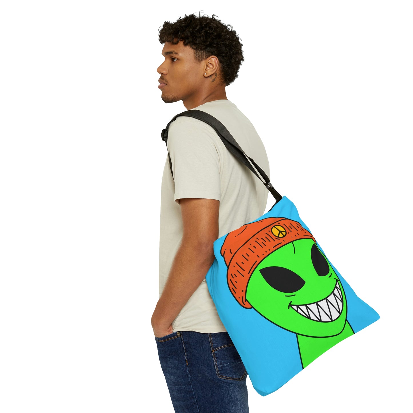 Peace Alien Visitor Adjustable Tote Bag (AOP)