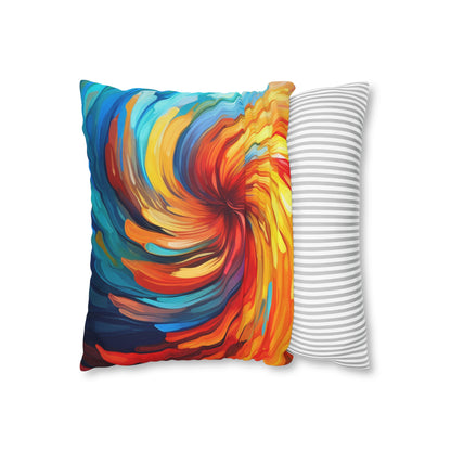 Vibrant Swirling Abstract Art - Unique and Colorful Spun Polyester Square Pillow Case