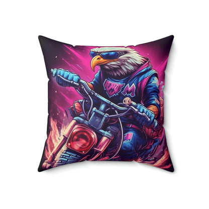 Biker USA American Eagle Motorcycle Graphic Spun Polyester Square Pillow