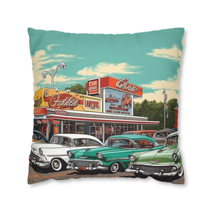 1950s Classic Car Collection Retro Artwork Spun Polyester Square Pillow Case