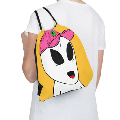 Blanco Alien Sonrisa Sombrero Rosa Visitante Ojos Grandes Al Aire Libre Mochila saco