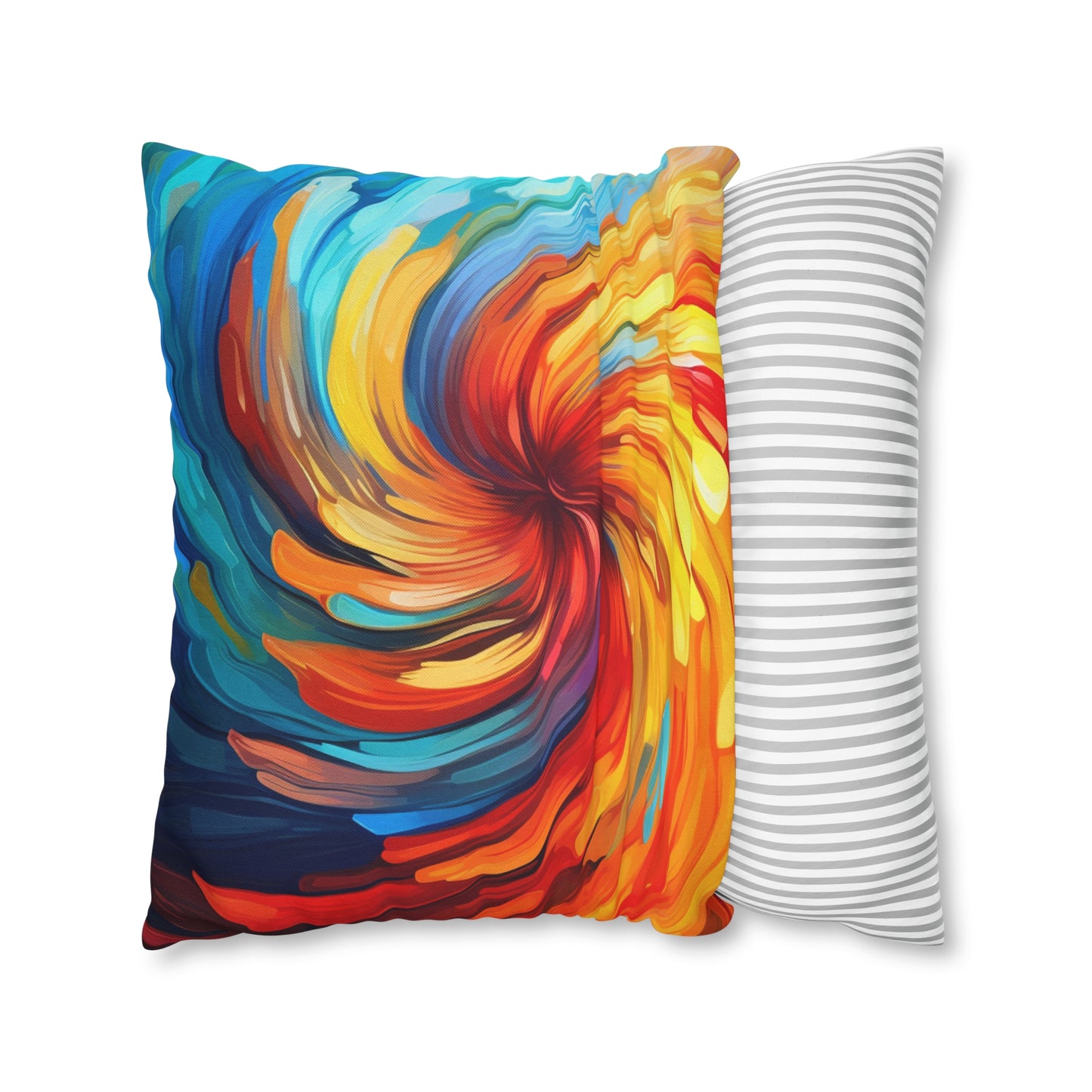 Vibrant Swirling Abstract Art - Unique and Colorful Spun Polyester Square Pillow Case