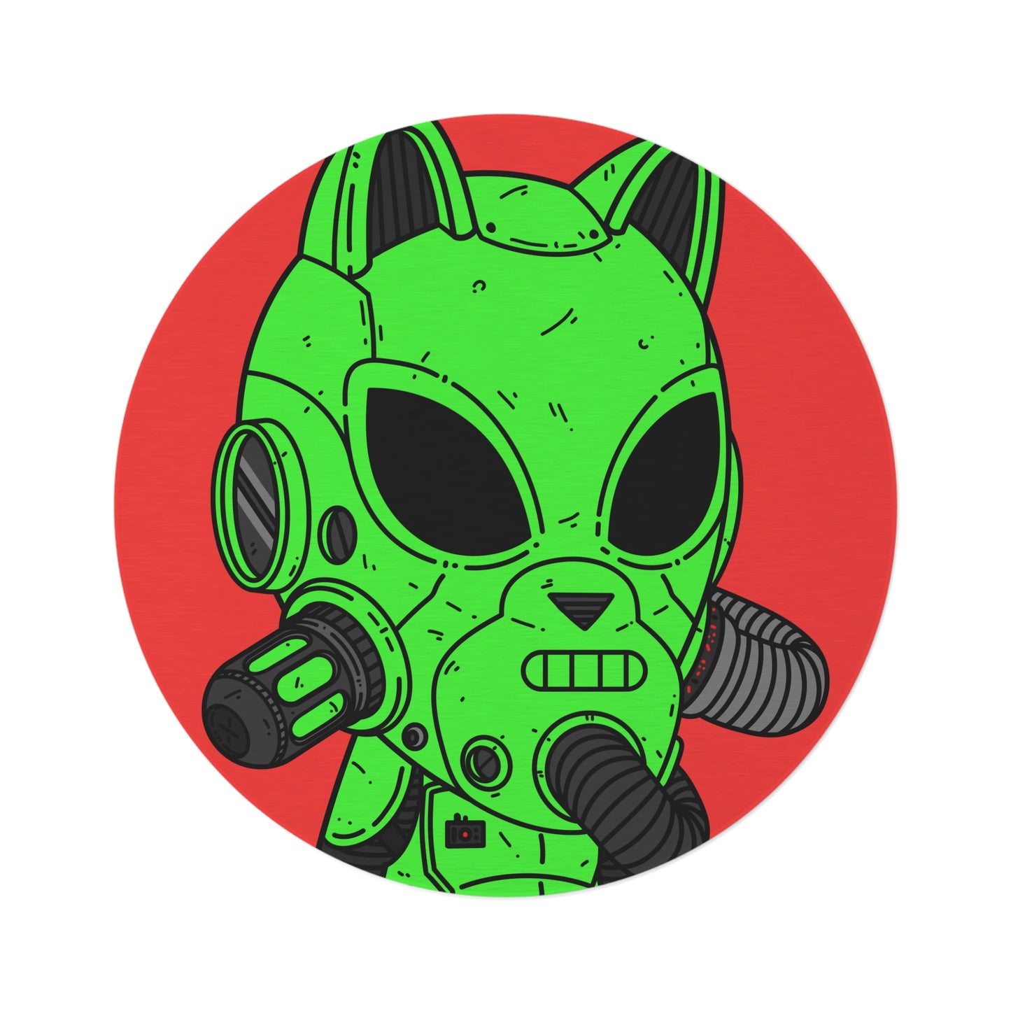 Cat Ears Armored Green Future Alien Cyborg Machine Visitor Round Rug - Visitor751