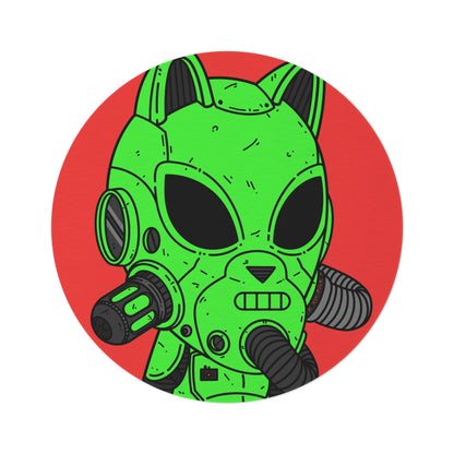 Cat Ears Armored Green Future Alien Cyborg Machine Visitor Round Rug - Visitor751