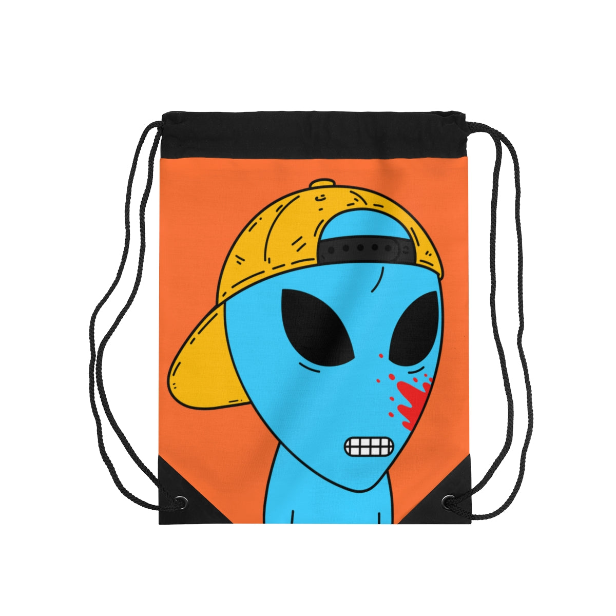 Blue Blood Visitor Alien Cartoon Drawstring Bag