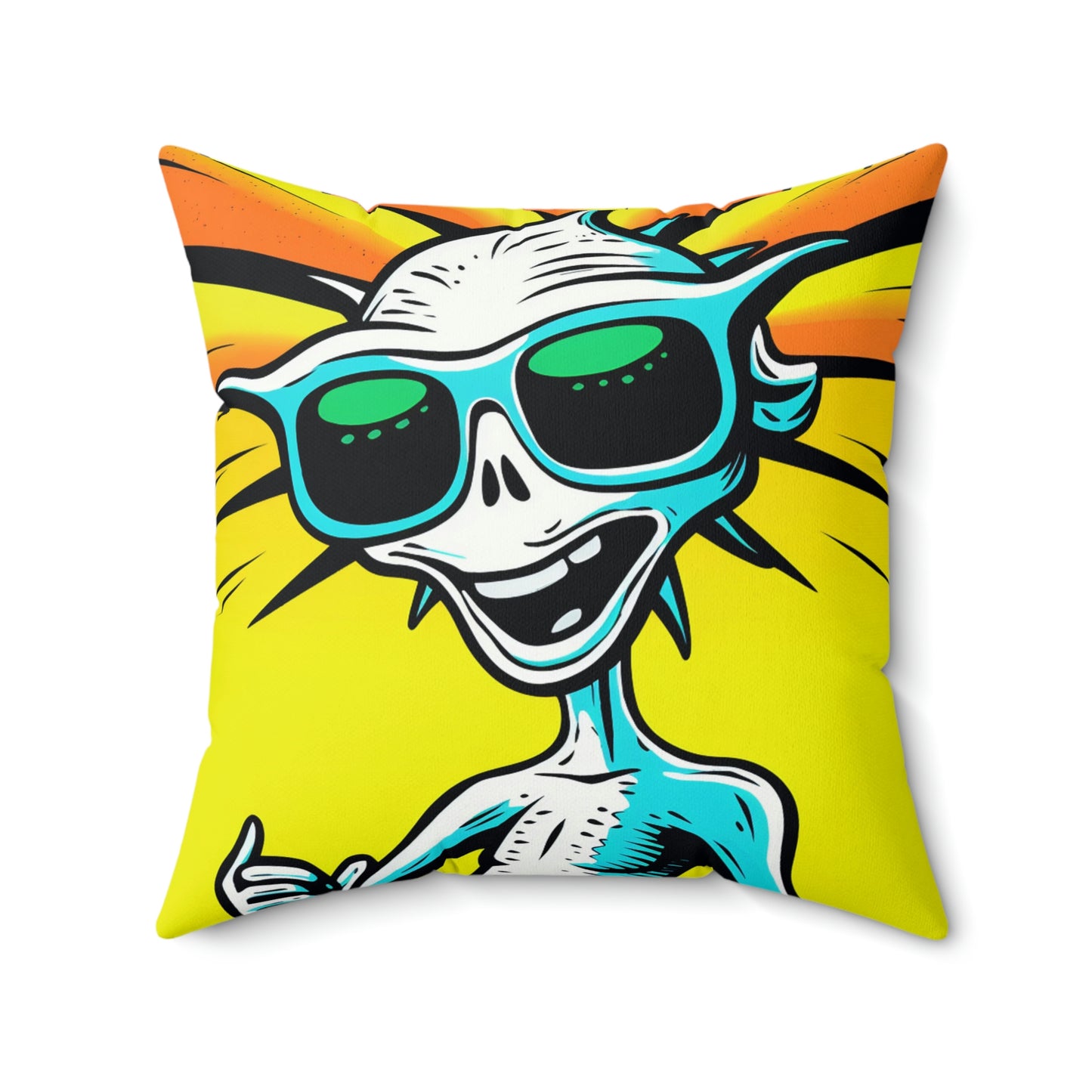 Fashionable UFO-Inspired Summertime Animated Spun Polyester Square Pillow