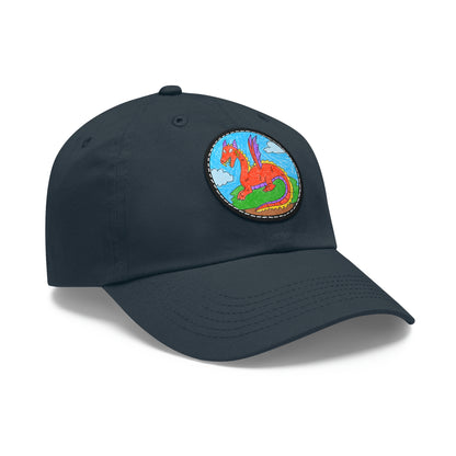 Fierce Dragon Medieval Dad Hat with Leather Patch (Round)