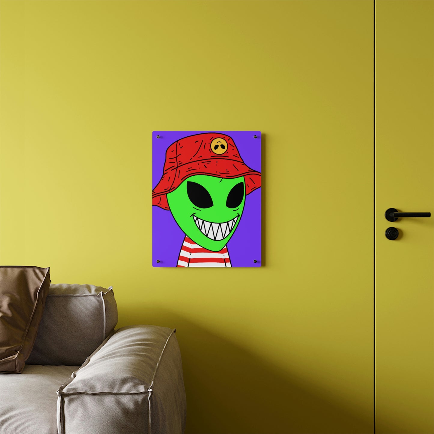 Alien Character Cartoon Big Smile Acrylic Wall Art Panels