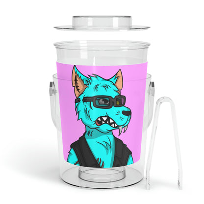 Wolve Aqua Water Blue Wolf Cyborg Ice Bucket with Tongs