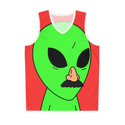 Camiseta de baloncesto con máscara humana alienígena falsa (AOP) 