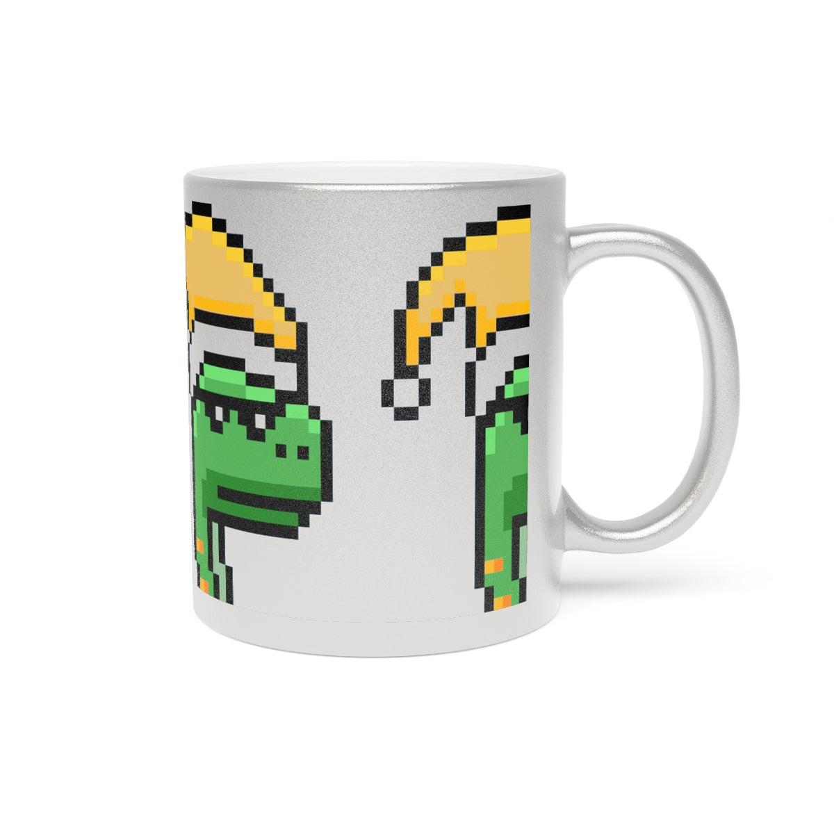 Christmas Dinosaur Santa Seasonal Metallic Mug (Silver\Gold)