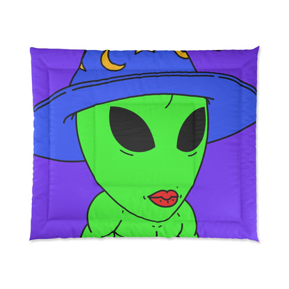 Blue Wizard Hat Alien Muscle Lipstick Green Visitor Bed Comforter