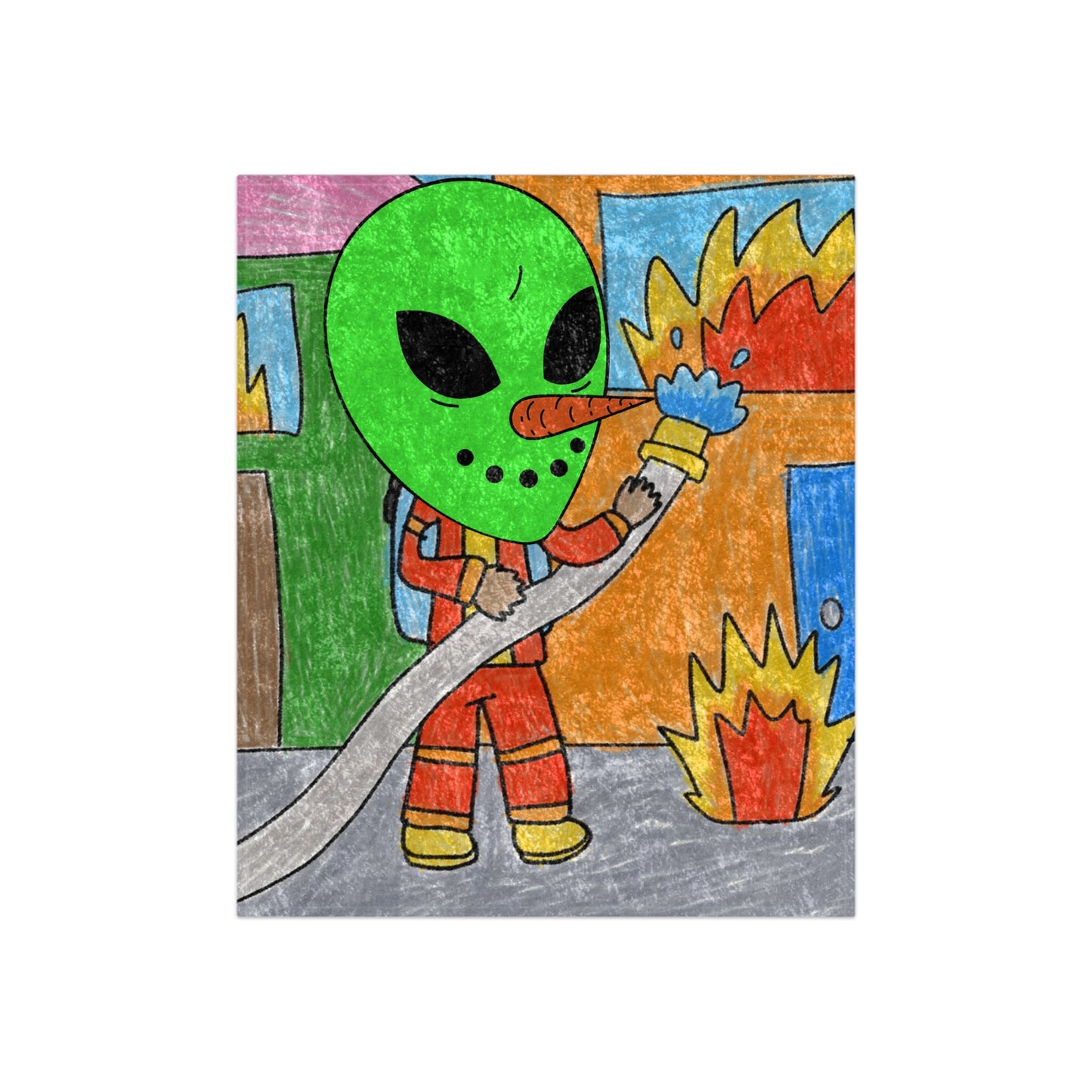 Fire Fighter Alien Veggie Visi Vegetable Visitor Crushed Velvet Blanket