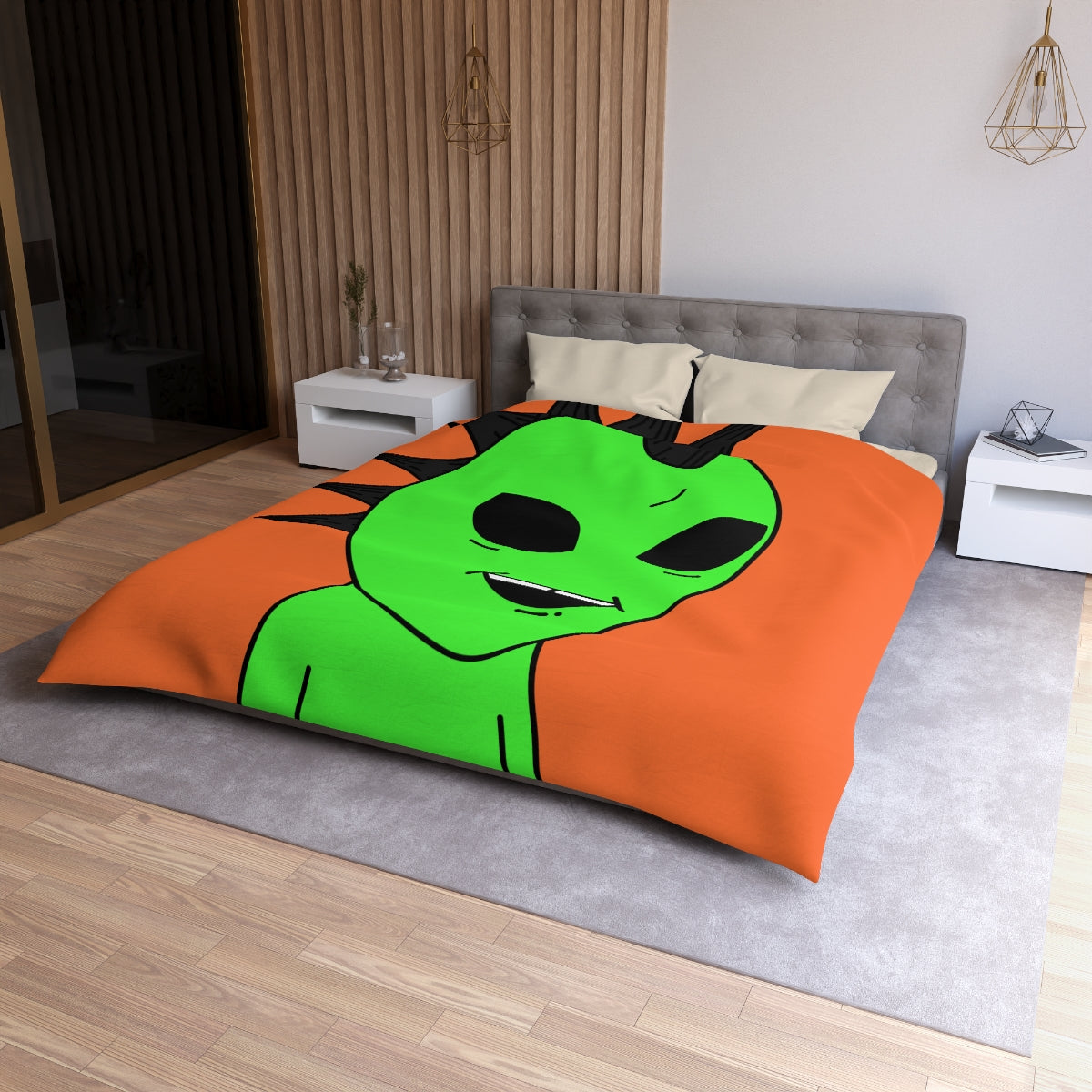 Black Hair Spiked Visitor Alien Microfiber Duvet Cover