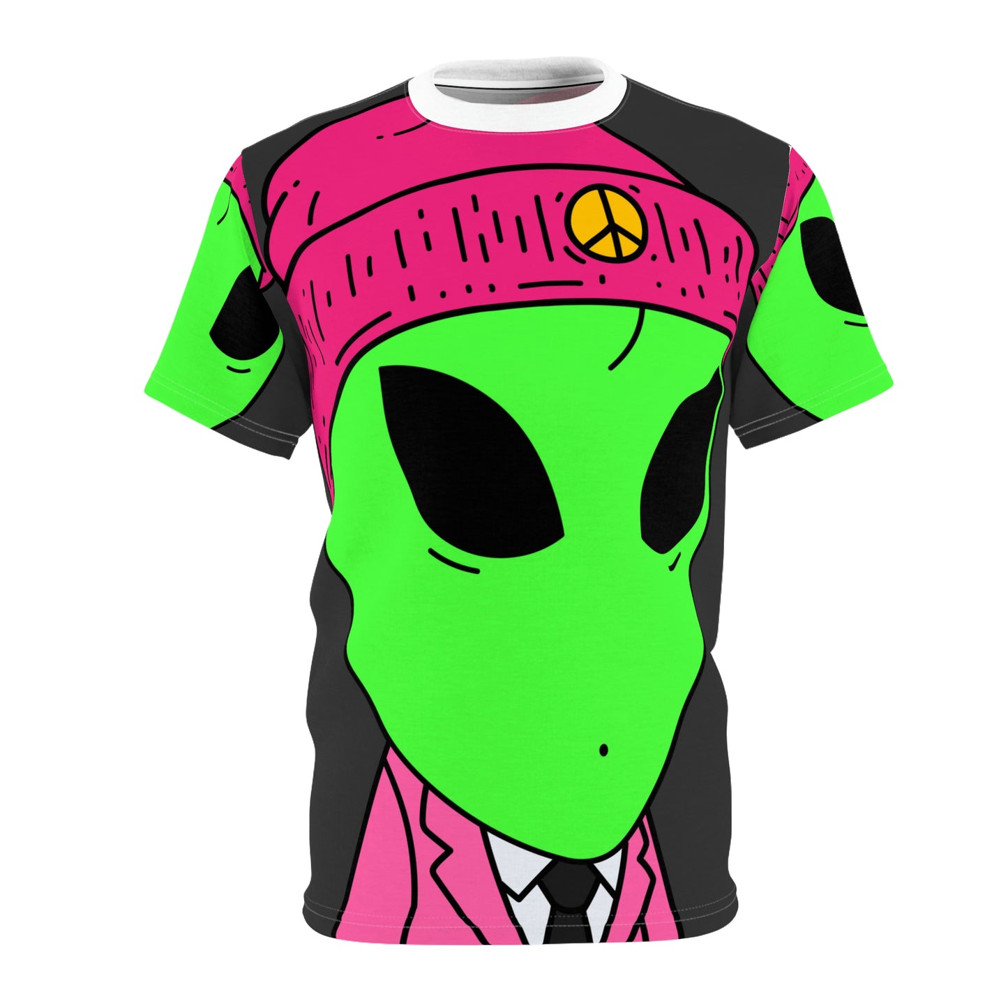 Alien in Peace Hat Business Pro Visitor Outerspace Unisex AOP Cut & Sew Tee