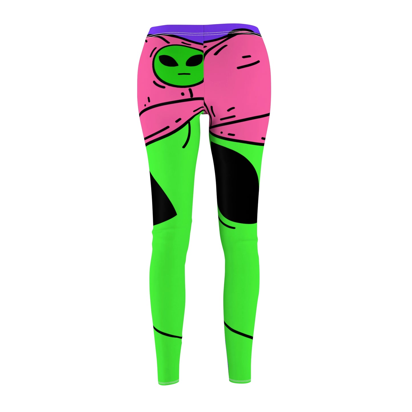 Green Alien V Face Pink Visi hat Visitor Women's Cut & Sew Casual Leggings