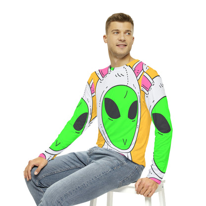 Bunny Rabbit Alien Visitor Men's Long Sleeve AOP Shirt