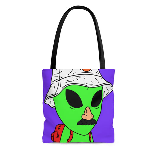 The Visitor Green Alien Space Traveler AOP Tote Bag
