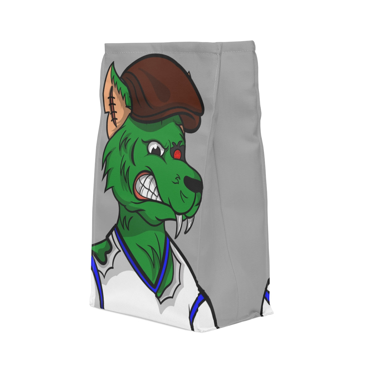 Wolf Green Fur Flat Cap Hat Polyester Lunch Bag