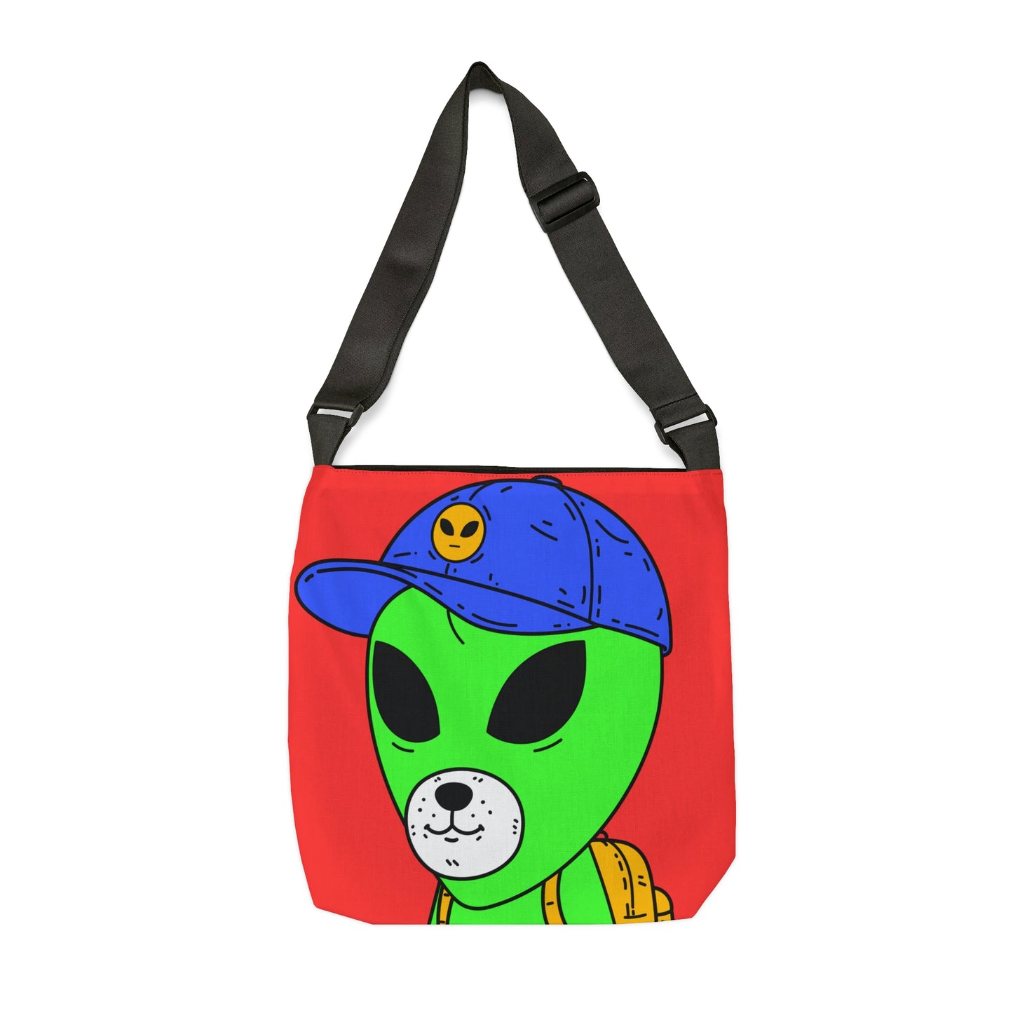 White Dog Bear Alien Green Visitor Adjustable Tote Bag (AOP)