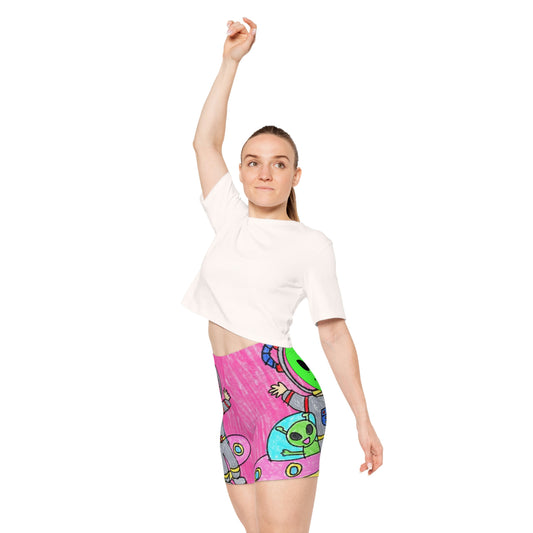 Veggie Visi Alien Vegetable Visitor UFO Women's Biker Shorts