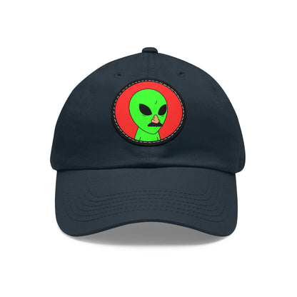 Fake Alien Human Mask Dad Hat with Leather Patch (Round)