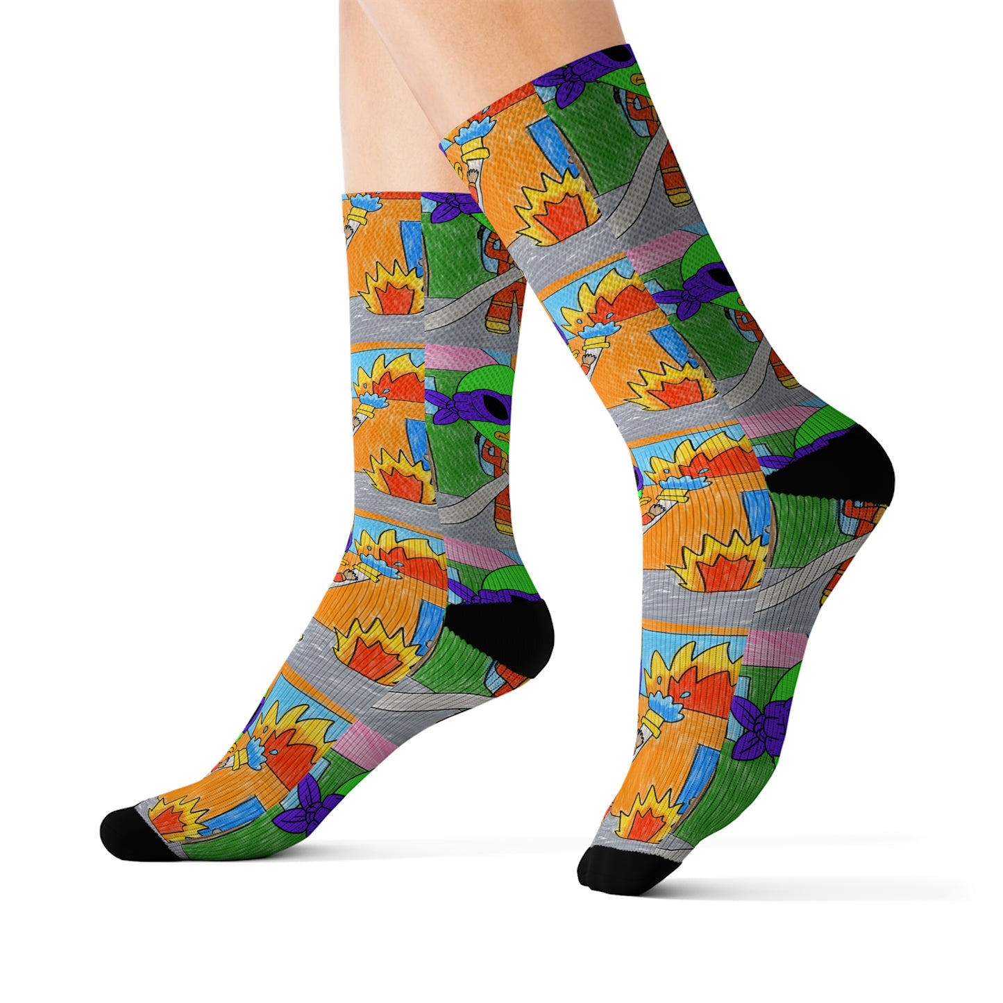 Superhero Fireman Fire Fighter Visitor 751 Alien Sublimation Socks