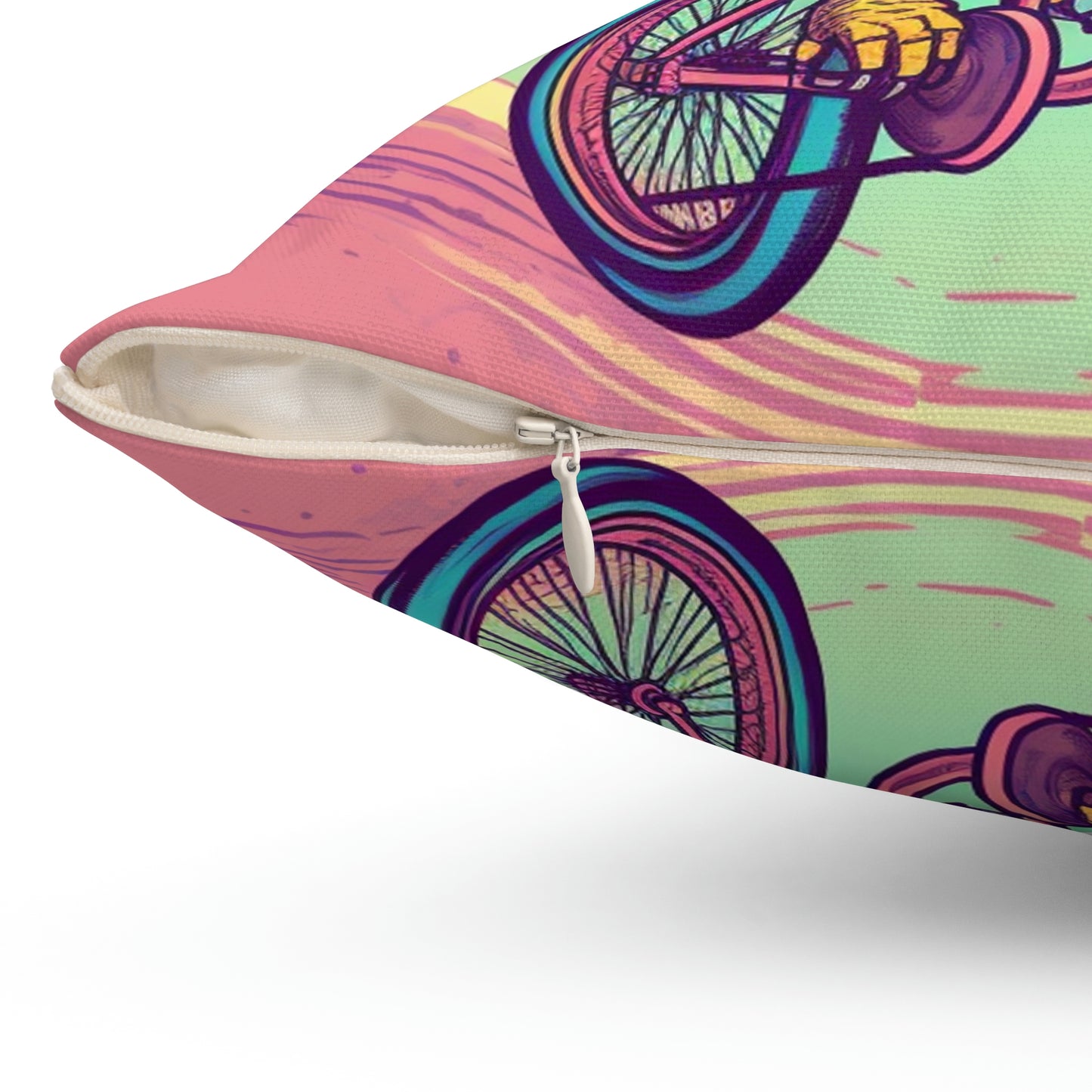 Bicycle Bike American Eagle Biker Graphic Spun Polyester Square Pillow