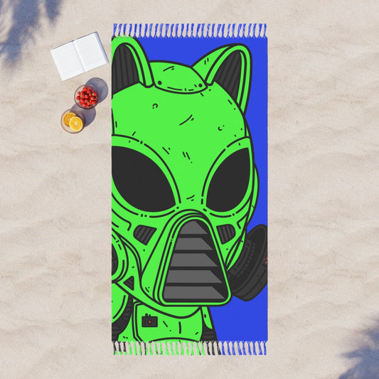 Paño De Playa Blindado Futuro Verde Alien Gato Cyborg Máquina Visitante Boho